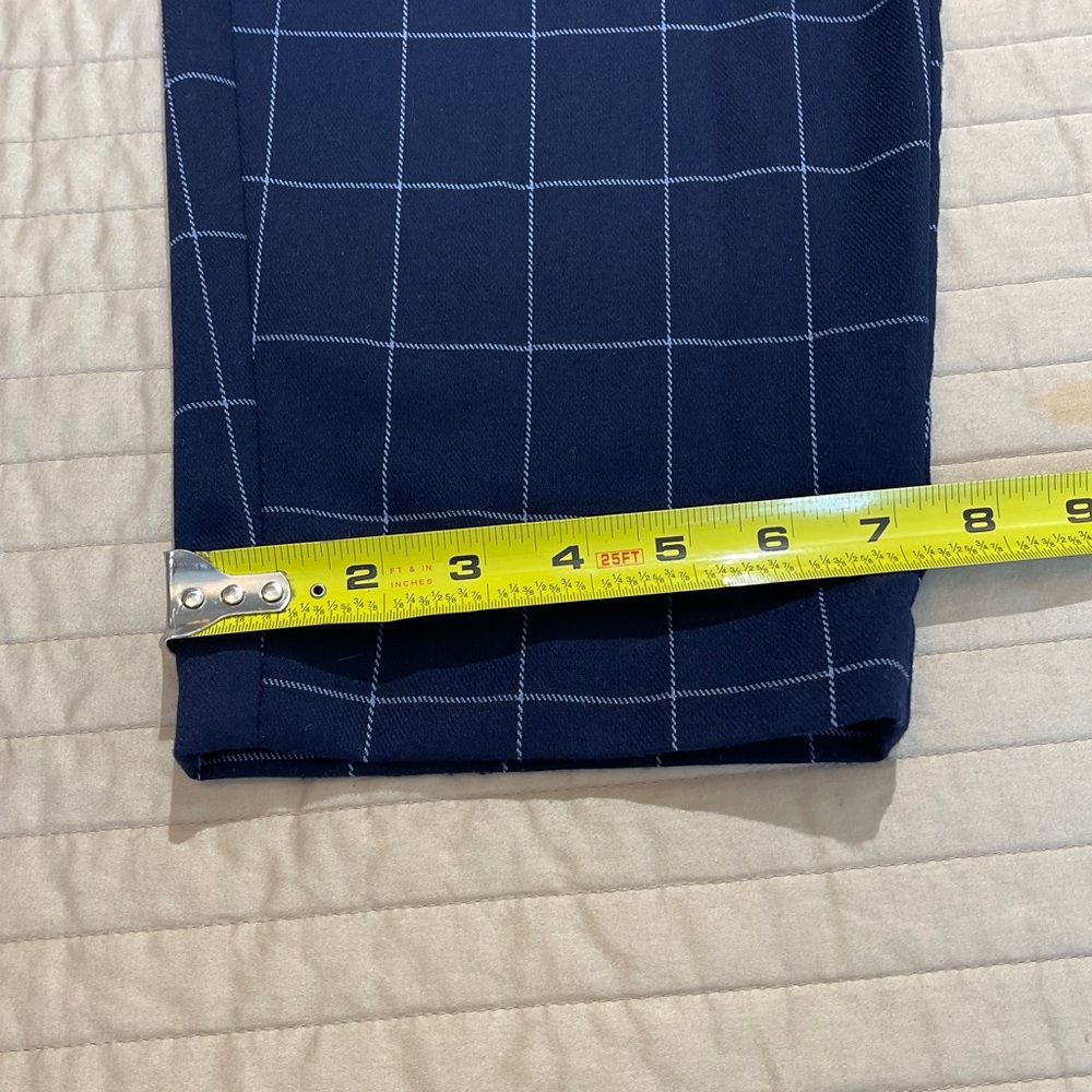 A NEW DAY WOMENS SIZE 8 Navy Checkered PANTS ZIPPER FRONT ELASTIC WAISTBAND - Picture 2 of 10